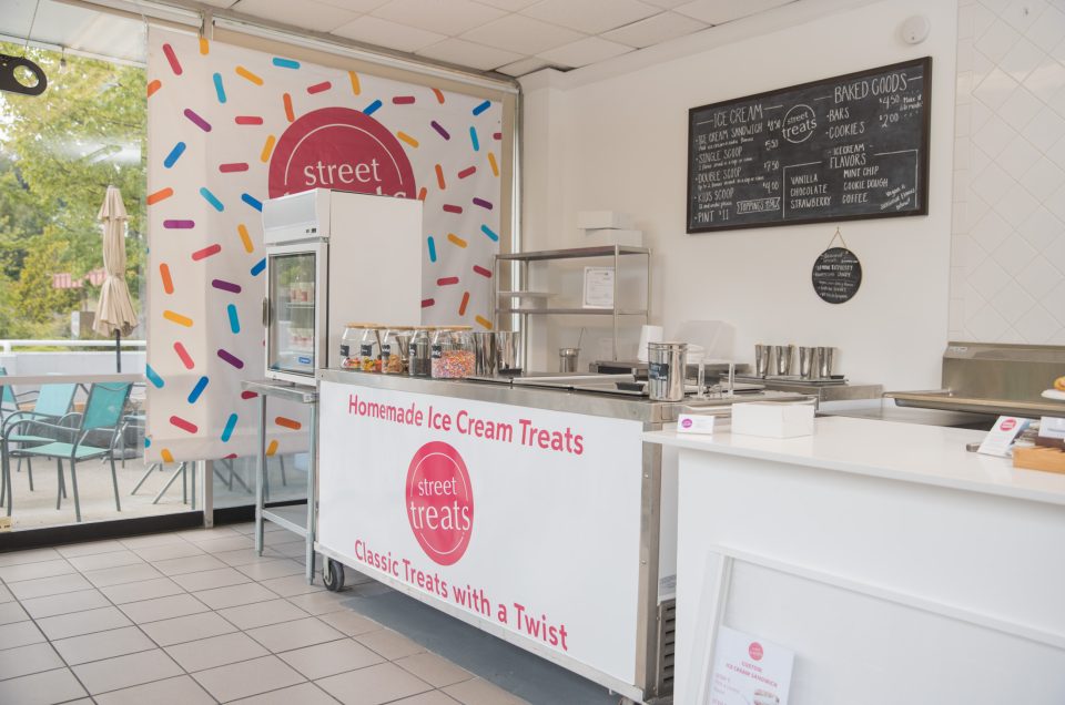 a bright + vibrant interior of mercer island small business named street treats, serving up baked goods and home-made ice cream